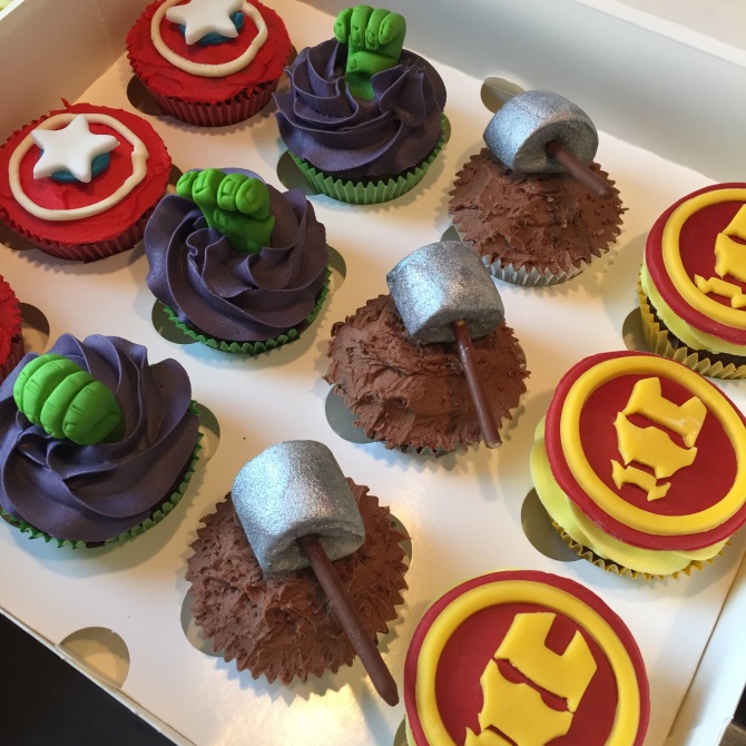 Captain America, The Hulk, Thor and Iron Man Cupcakes!