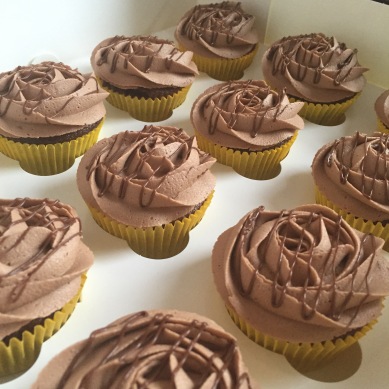 Chocolate Cupcakes with Hazelnut Chocolate Rose Shaped Icing