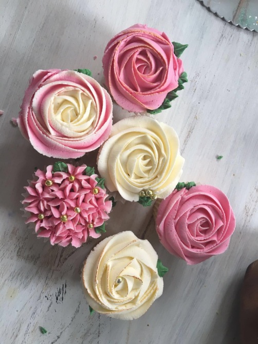 Roses and Hydrangea Cupcakes